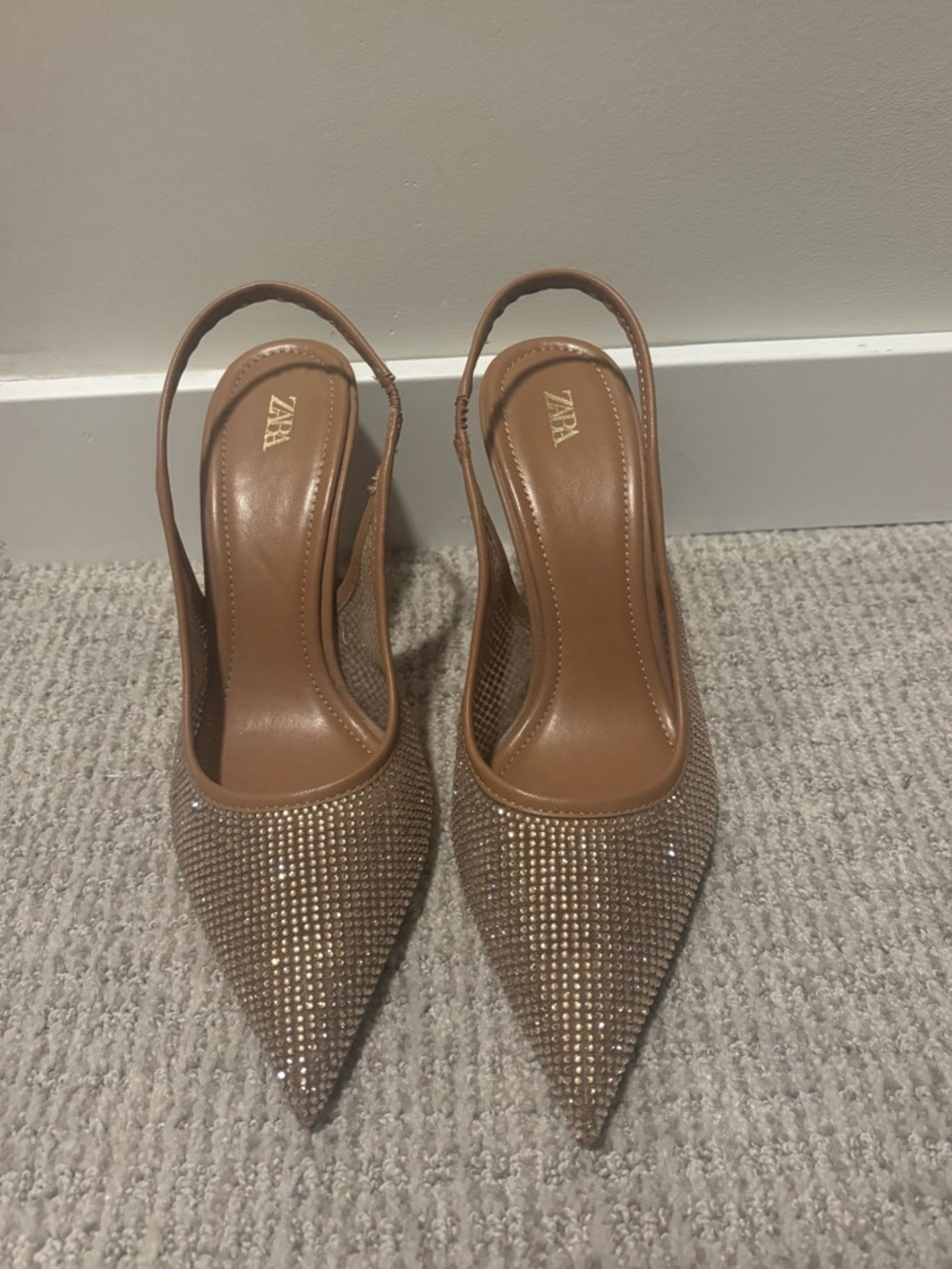 Zara Nude Sparkle Heels